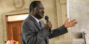 Raila Odinga speaking at the burial of Senator Irungu Kang’ata’s father on Monday, February 24, 2020