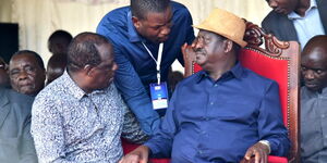 Undated Image of ODM leader Raila Odinga (right), FormerKakamega Governor Wycliffe Oparanya and secretary-general Edwin Sifuna