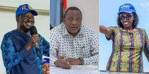 Former Prime Minister Raila Odinga, President Uhuru Kenyatta and Narc-Kenya party leader, Martha Karua