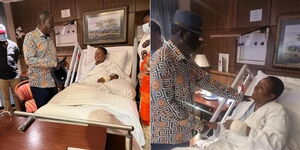 Orange Democratic Movement (ODM) leader Raila Odinga visited Murang’a Woman Representative Sabina Chege accompanied by Mombasa Governor Ali Hassan Joho, Narok Senator Ledama Ole Kina and MPs Kanini Kega (Kieni), Junet Mohamed  (Suna East), Mishi Mboko (Likoni) and Gladys Wanga (Homa Bay county) on Tuesday night, February 22, 2022.