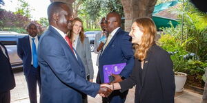 Azimio leader Raila Odinga and UK Ambassador Jane Marriott at the British High Commission on Wednesday, January 11, 2022.