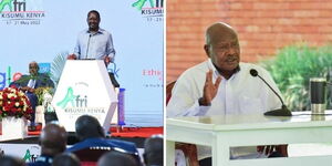 Photo collage between Raila Odinga and Uganda's President Yoweri Kaguta Museveni