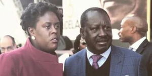 Azimio leader Raila Odinga (right) and his daughter Winnie Odinga during a past event.