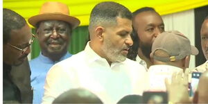 Raila Odinga in Mombasa accompanied by other leaders on Thursday September 15, 2022.