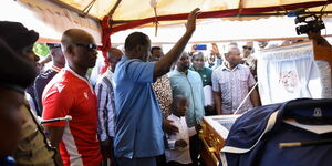 Raila Odinga during burial of Barack Otieno Oduor