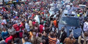 Former Prime Minister Raila Odinga speaking at a rally in Kiambu County on March 17, 2023.