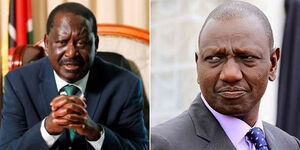 ODM leader Raila Odinga and Deputy President William Ruto (R)