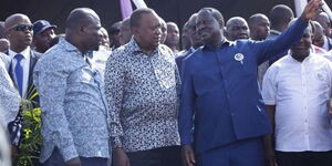President Uhuru Kenyatta together with Former Prime Minister Raila Odinga during a past visit to Kisumu County.