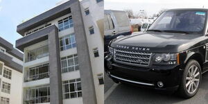 Photo collage between an apartment in Nairobi and a range Rover car