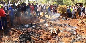 Remains of the house razed down by fire killing seven family members on Saturday, October 2, 2022.jpg