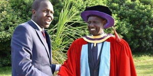 Reuben Kiborek, MP aspirant for Mogotio constituency during a past meeting with Deputy President William Ruto