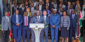 Deputy President Rigathi Gachagua addressing the media at his Harambee Annex office in Nairobi on Friday October 7, 2022