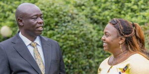 Deputy president-elect, Rigathi Gachagua (left) and his wife, Dorcas Rigathi share a special moment at their Karen residence. 