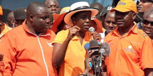 Rosemary Odinga (centre) addresses an ODM campaign rally in Huruma, Nairobi in September 2016