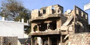 Rubble left behind after the demolition in Mombasa.