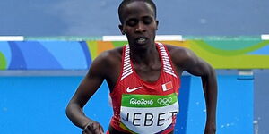 Ruth Jebet in action for Bahrain at the 2016 Olympics in Rio, Brazil