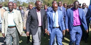 President William Ruto and Deputy President Rigathi Gachagua arriving at Bomet Green Stadium, Bomet County for a thanksgiving service on Sunday, January 15, 2023