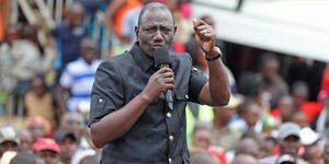 President William Ruto speaking in Gatundu North Constituency during his tour of Kiambu County on September 30, 2023. 