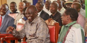 President William Ruto together with Siaya Governor James Orengo at an event in Siaya County on January 14, 2023.