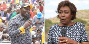 A collage image of Deputy President William Ruto (LEFT) and Kitui Governor Charity Ngilu (RIGHT)