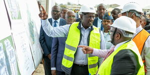 President William Ruto during the inspection of the social housing project at Mukuru kwa Njenga on October 17, 2022.