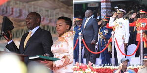 President William Ruto taking oath of office at the Kasarani Stadium during his inauguration on September 13, 2022.