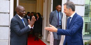 President William Ruto and Belgium Prime Minister Alexander De Croo at FPS Chancery, Brussels on Wednesday March 29, 2023
