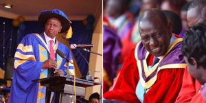 Photo collage of Deputy President William Ruto attending different graduation ceremonies