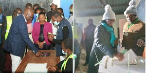 Deputy President William Ruto and Azimio running mate Martha Karua casting their votes on Tuesday August 9, 2022