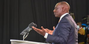 Deputy President William Ruto at Kasarani Stadium during the launch of Kenya Kwanza manifesto on Thursday June 30,2022