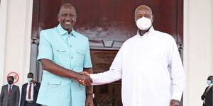 President William Ruto together with President Yoweri Museveni at State House Uganda on August 13, 2023. 