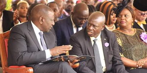 Deputy President William Ruto and Mathira Member of Parliament Rigathi Gachagua in Mathira, Nyeri County on Tuesday, May 17, 2022.