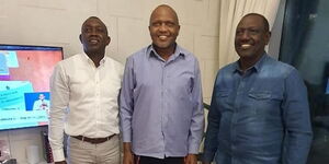 MP Oscar Sudi, Moses Kuria and Deputy President William Ruto after visiting the ailing lawmaker recuperating in Dubai on Thursday February  3, 2022