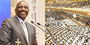President William Ruto addressing a congregation in church in South Korea