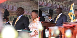President William Ruto and his Deputy Rigathi Gachagua taking oaths of office on Tuesday September 13,2022.