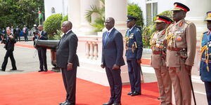 President William Ruto and his South African counterpart Cyril Ramaphosa at State House, Nairobi on Wednesday November 9, 2022