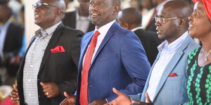 Deputy President William Ruto (Centre) at Full Gospel Churches of Kenya Gatunduri, Manyatta Constituency, Embu County on Sunday, February 23