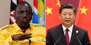 A collage image of President William Ruto (left) and his Chinese counterpart Xi Jinping (right).