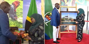 Ruto e President Samia Suluhu welcomes President William Rutat State House Tanzania on Monday, October 10, 2022..jpg