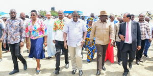 President William Ruto accompanied by members of cabinet and Devki Chairman Narendra Raval