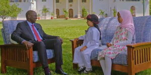 President William Ruto during an interview with two kids at State House Nairobi on March 23, 2023.