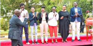 President William Ruto and his kids at his Karen residence in Nairobi