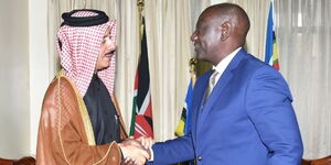 President William Ruto holds talks with Qatar ambassador to Kenya, Jabor bin Ali Hussein Al-Hawashlah Al-Dosari in Karen, Nairobi on September 7, 2022.