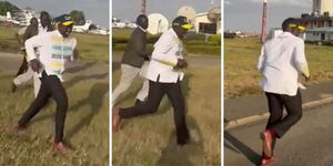 President William Ruto running to catch a flight at the Wilson Airport on August 6, 2022.