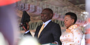 President William Ruto and Rachel taking the aoth of office on Tuesday September 13, 2022.
