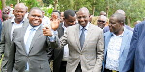 A photo of Deputy President William Ruto pictured alongside Former Kisii Deputy Governor Joash Maangi during a ceremony at the Gusii Stadium on May 30, 2019