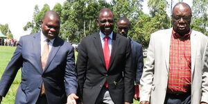 Deputy President William Ruto with Kisii Deputy Governor Joash Maangi and outgoing Kitutu Chache North MP Jimmy Angwenyi