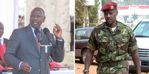 Photo collage between President William Ruto and Lieutenant General Muhoozi Kainerugaba