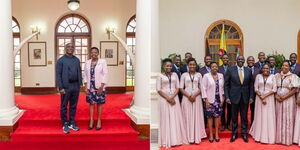 First lady Rachel Ruto hosting prophet Victor Kusi Boateng from Ghana and Zabron singers at State House on Wednesday September 14, 2022
