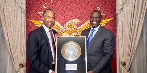 President William Ruto being awarded Thee Golden Plate Award by Council member Dr. Ben Carson. on Friday, December 16,2022.